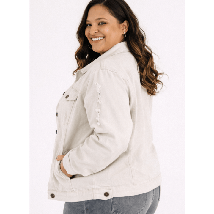 Khaki Distressed Denim Mommy & Me Jackets - HAHA MAMA Clothing