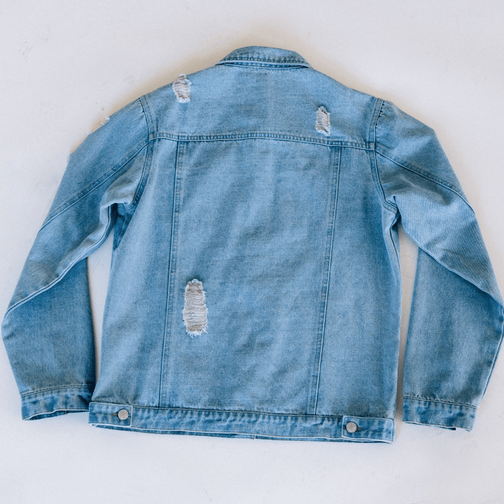 Distressed Denim Jean Jacket - Women - HAHA MAMA Clothing