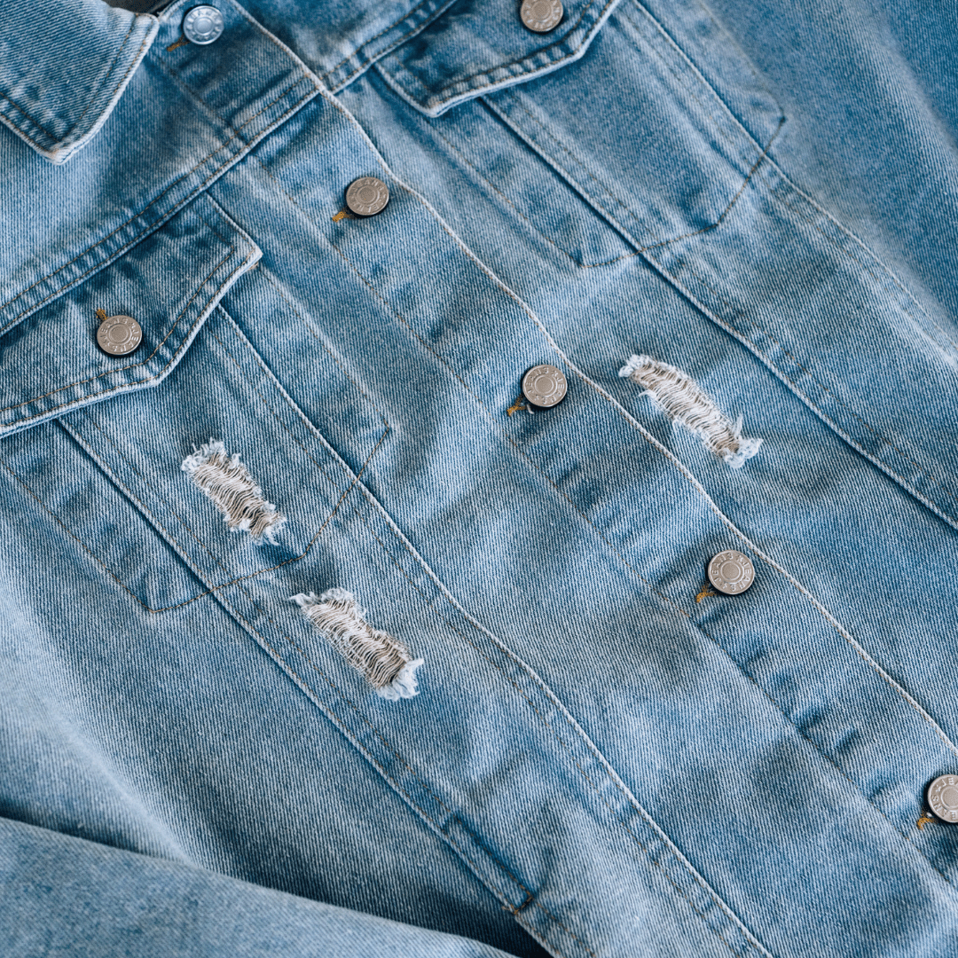 Distressed Denim Jean Jacket - Women - HAHA MAMA Clothing