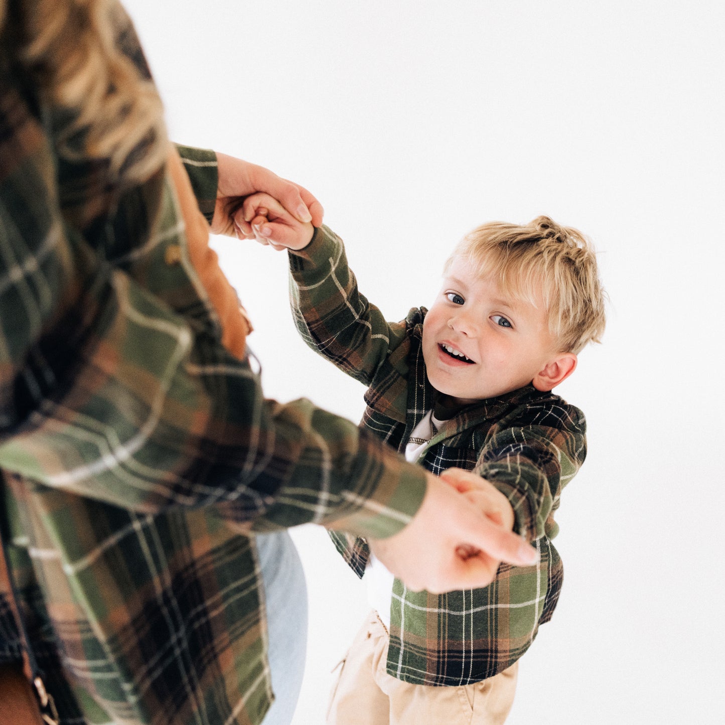 Lightweight Green Flannel- Adult & Son