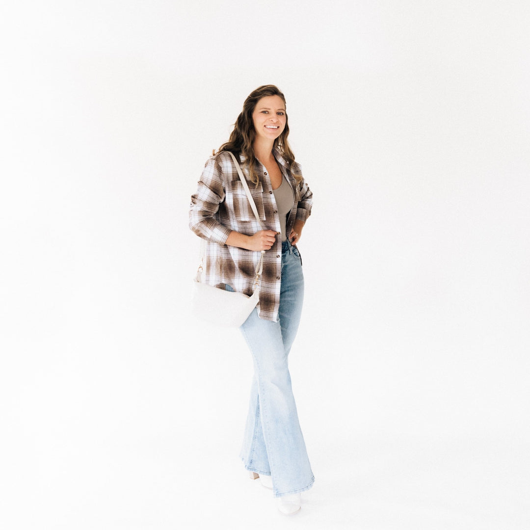 Lightweight Brown Flannel - Adult - HAHA MAMA Clothing