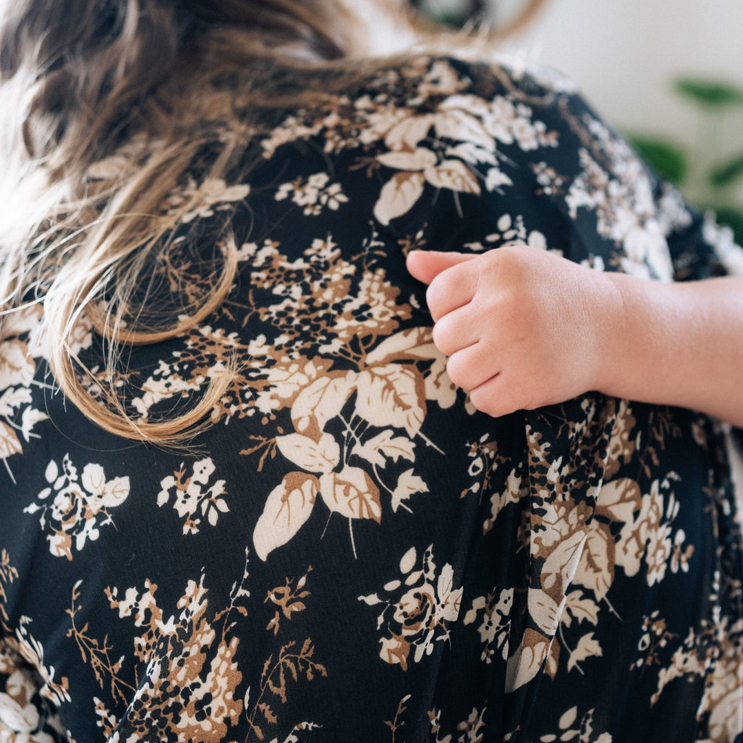 Black Floral Duster - Women - HAHA MAMA Clothing