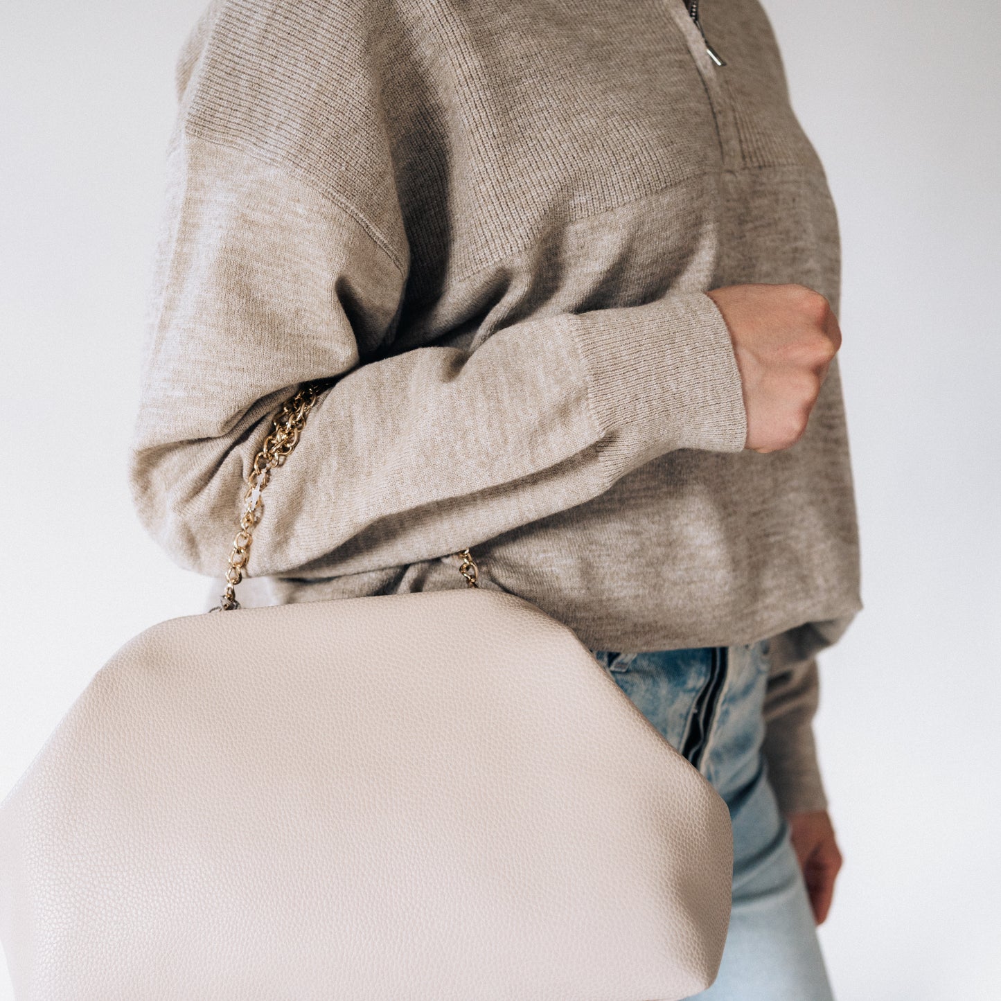 Quarter Zip Sweater Sand- Women