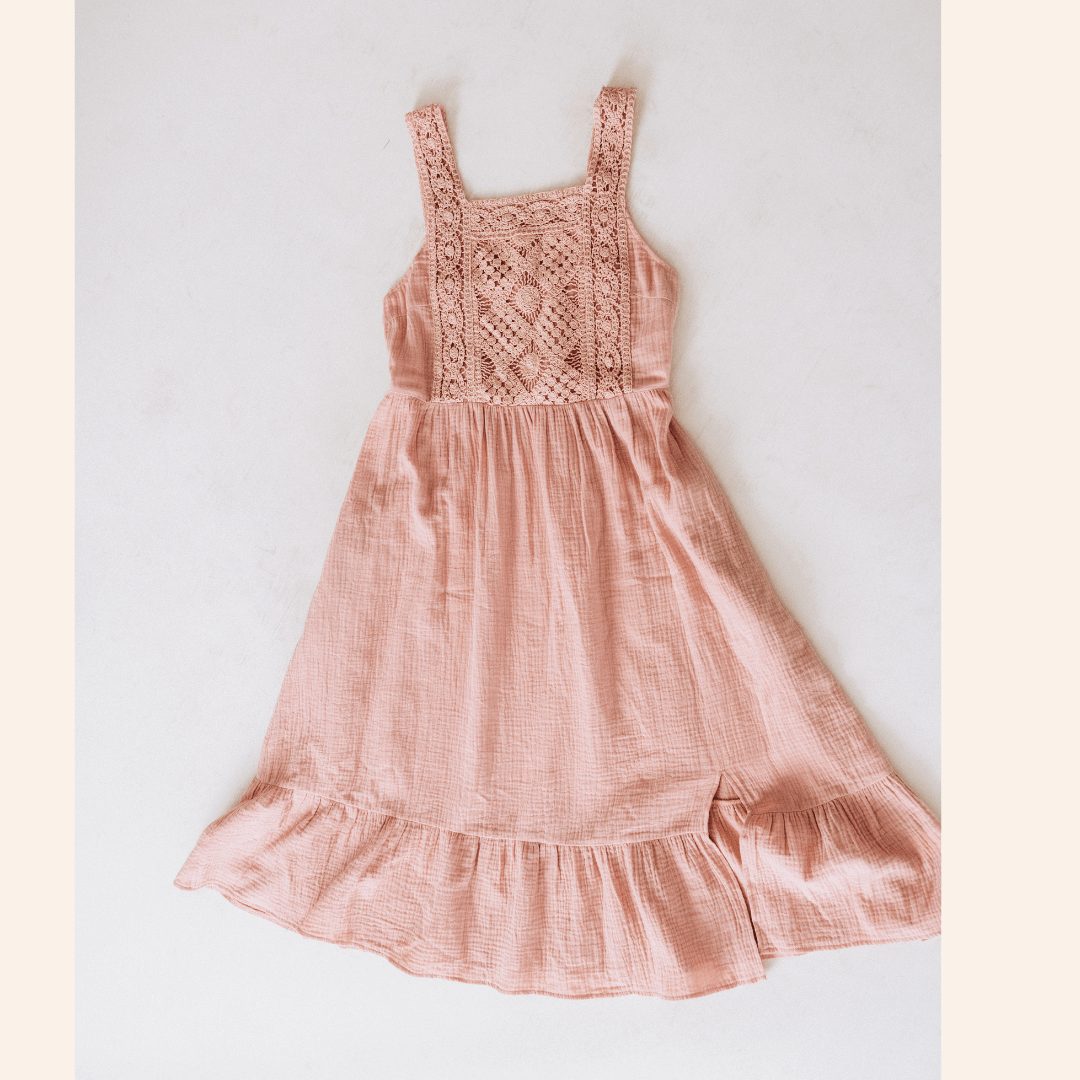 Dusty Rose Crochet Mommy & Me Dress - Women - HAHA MAMA Clothing
