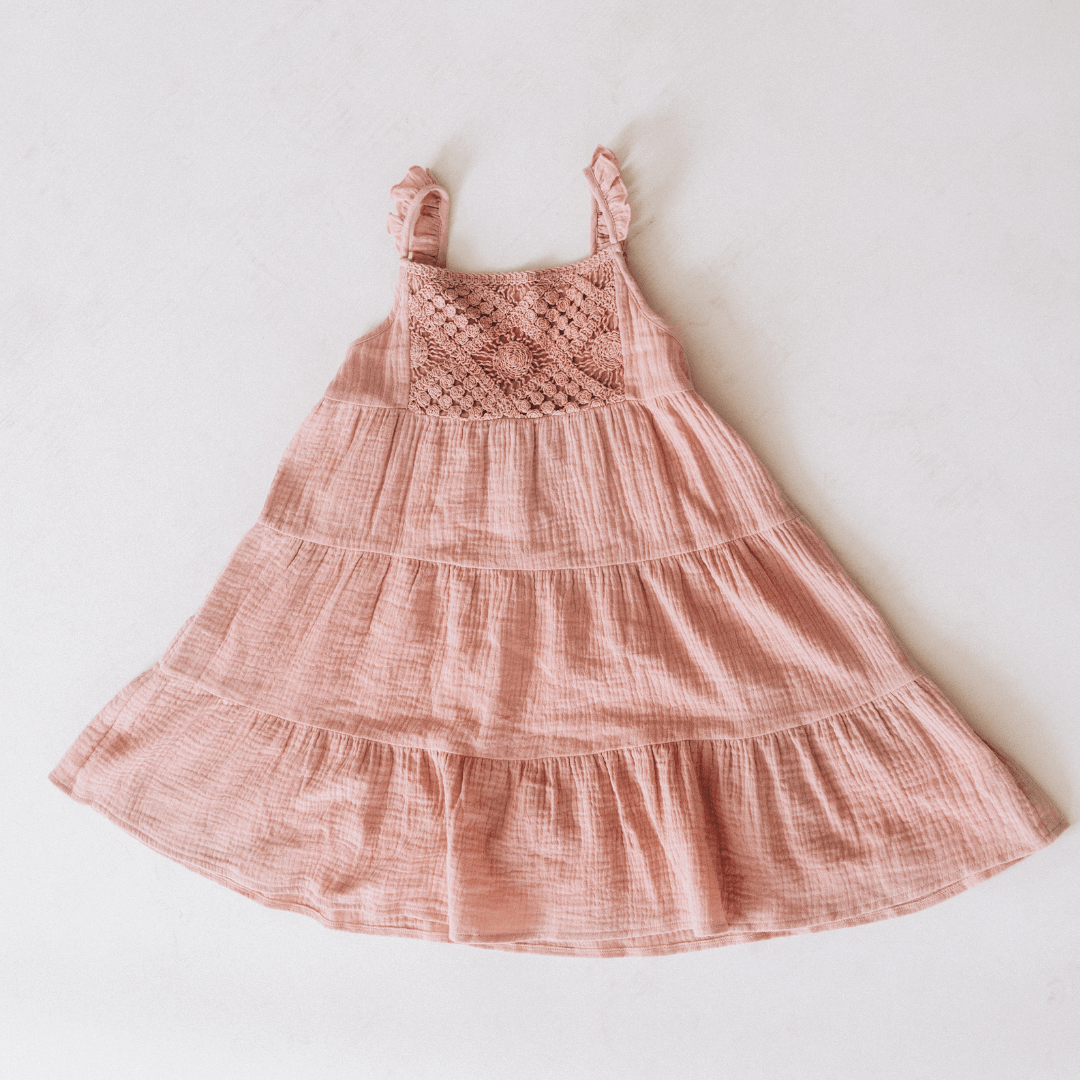 Dusty Rose Crochet Mommy & Me Dress - Child - HAHA MAMA Clothing