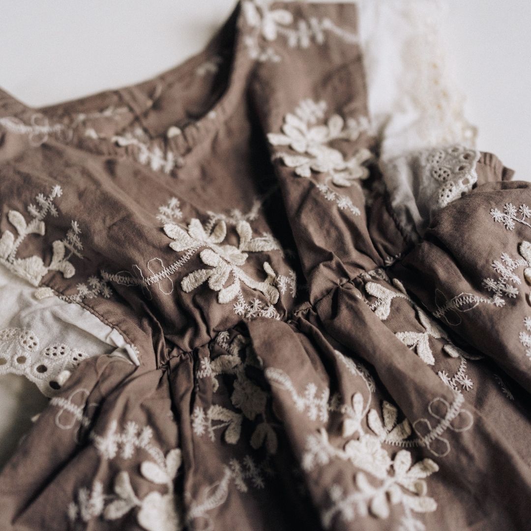 Embroidered Short Sleeve Floral Onesie- Infant