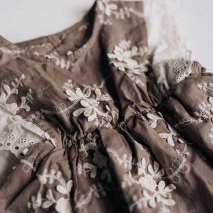 Embroidered Short Sleeve Floral Onesie- Infant