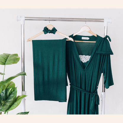 Emerald Green Maternity Delivery Gown & Matching Swaddle