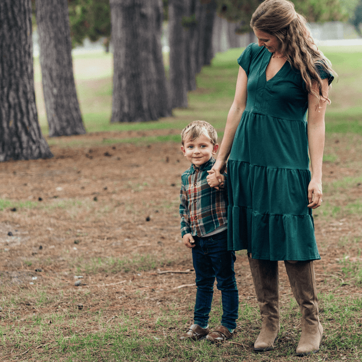 Emerald Green Knee-Length Dress - Women - HAHA MAMA Clothing