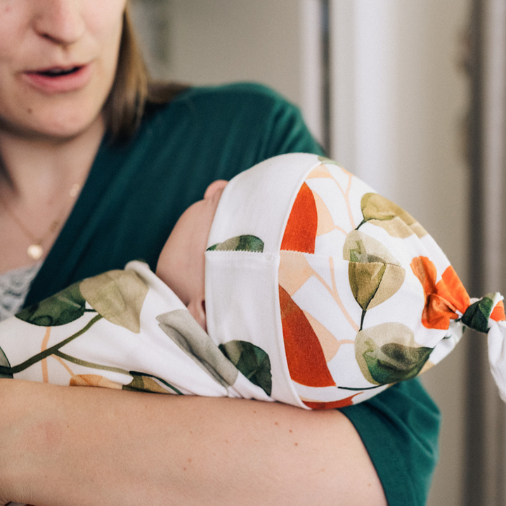Emerald Green Maternity Delivery Gown & Leafy Swaddle