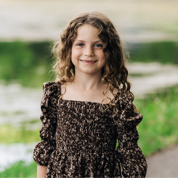 Dainty Floral Brown Dress- Child