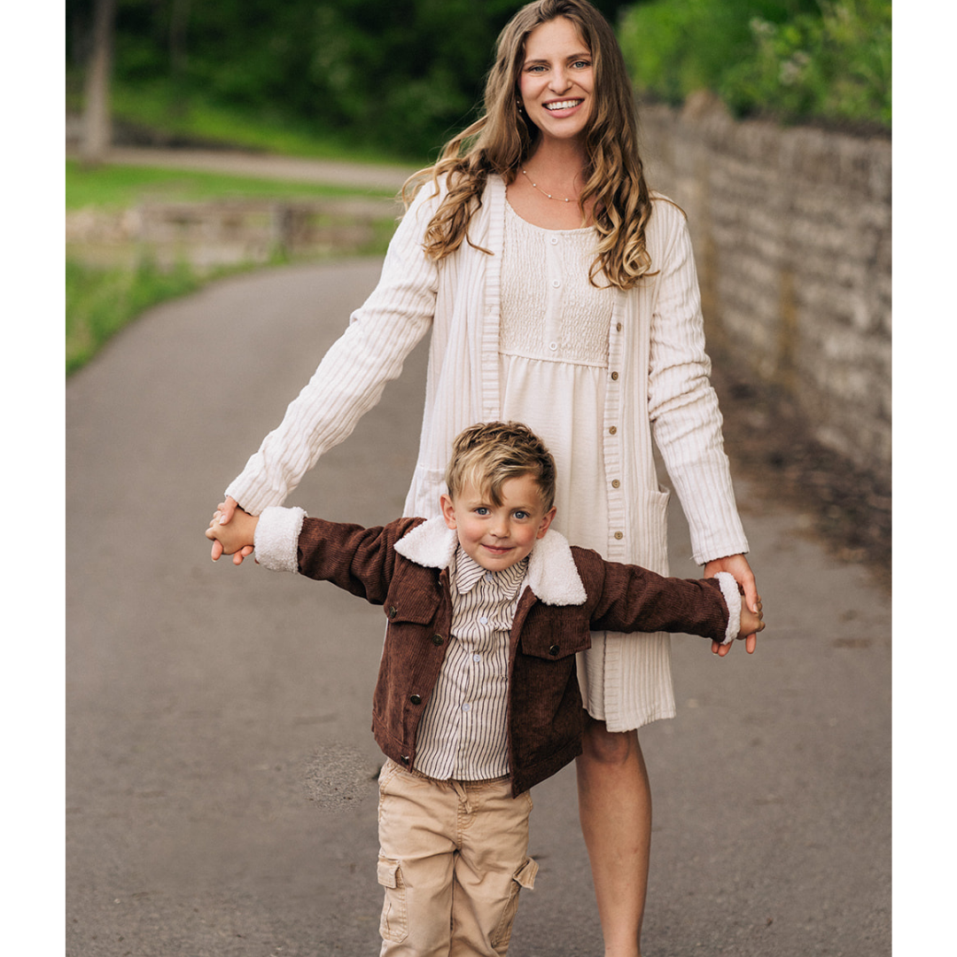 Sherpa Collar Coffee Brown Corduroy Jacket-Child