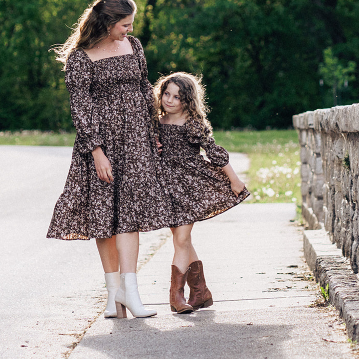 Dainty Brown Floral Mommy & Me Dresses