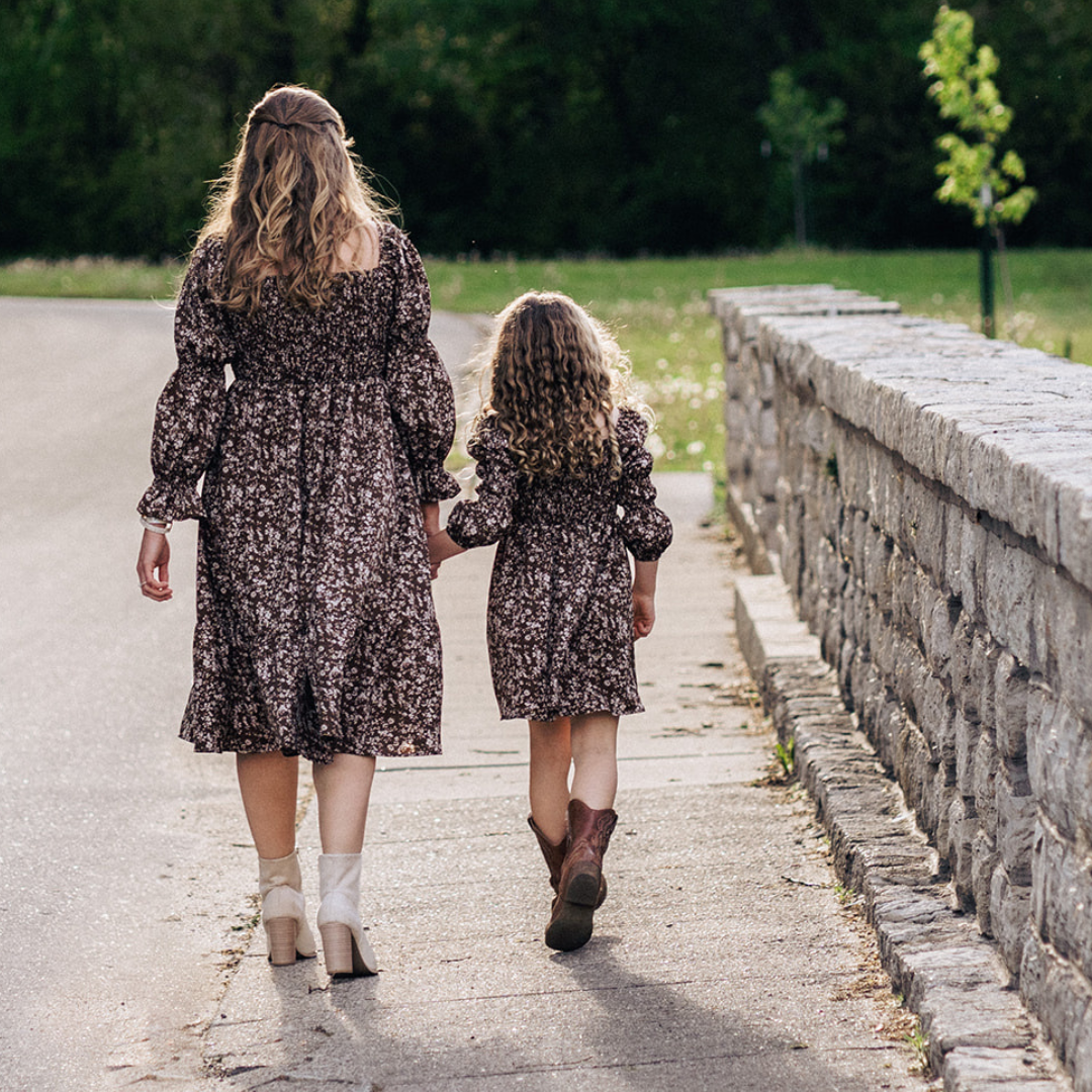 Dainty Brown Floral Mommy & Me Dresses