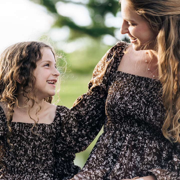 Dainty Brown Floral Mommy & Me Dresses