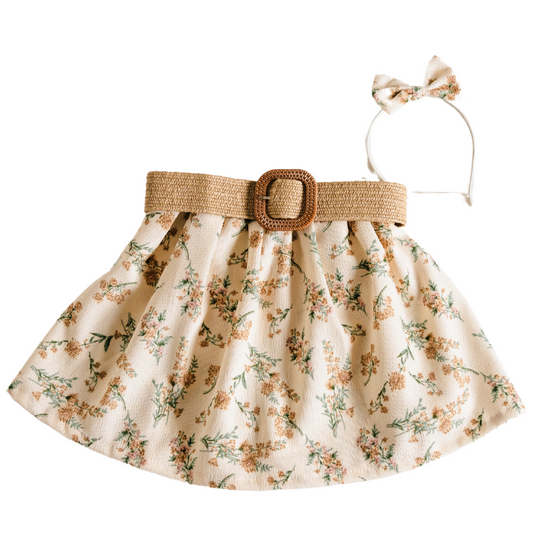 Light Cream Floral Skirt - Child