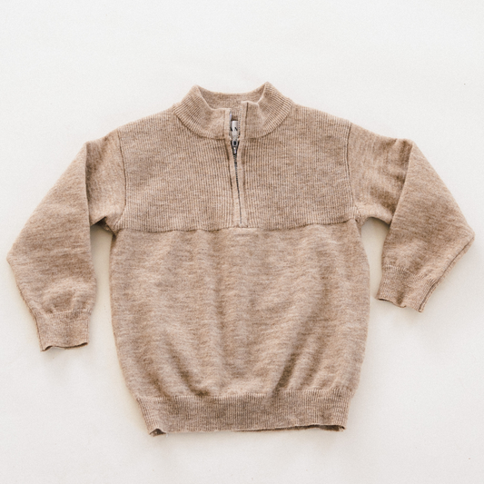 Quarter Zip Sweater Sand - Infant