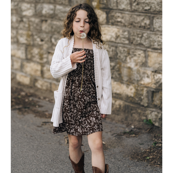 Dainty Floral Brown Dress- Child