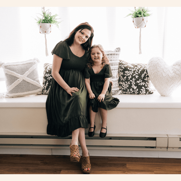 Dark Green Chiffon Dress - Child - HAHA MAMA Clothing