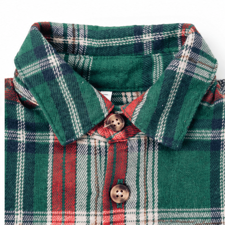 Red & Green Plaid Holiday Shirt- Boy's - HAHA MAMA Clothing
