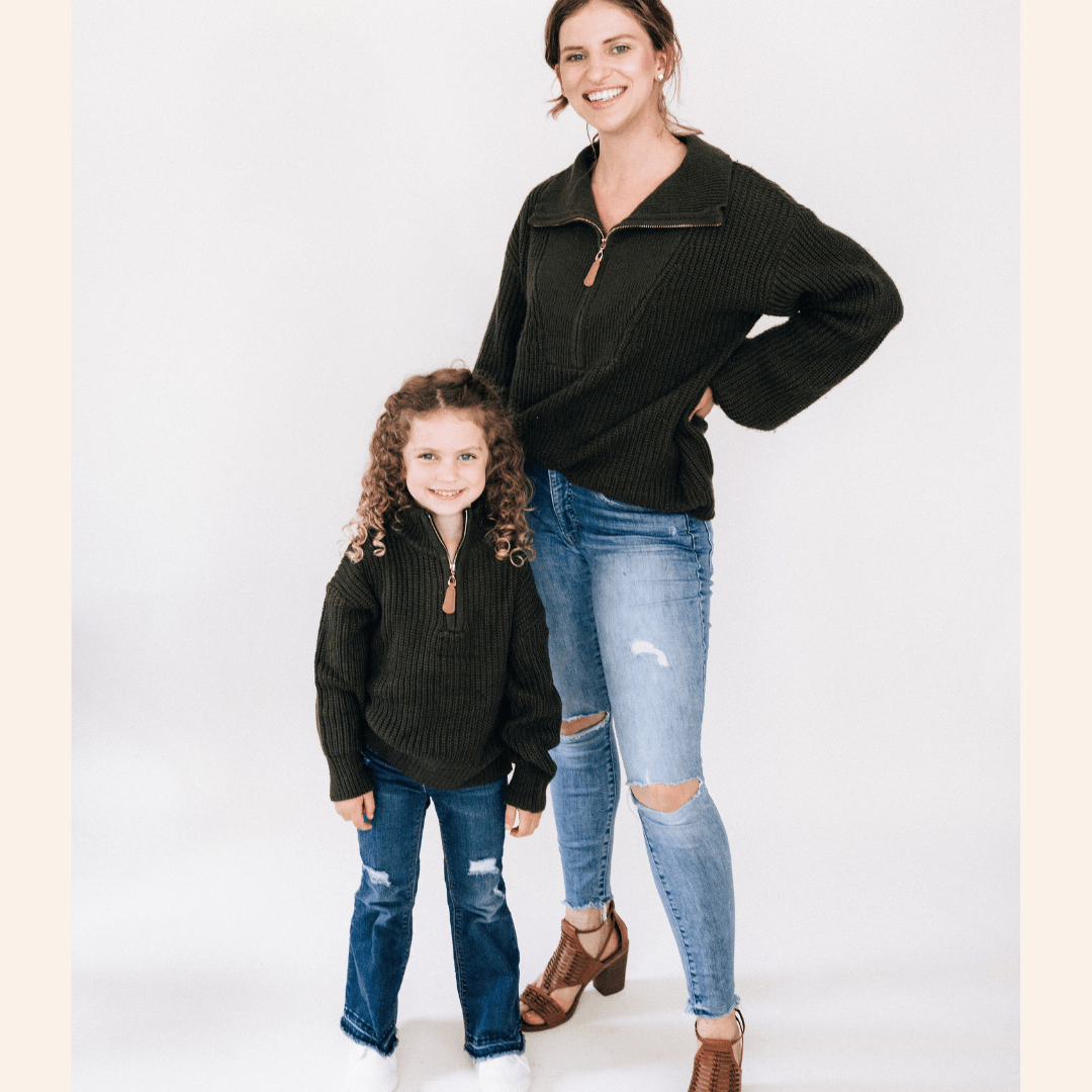 Dark Green Knit Sweater - HAHA MAMA Clothing