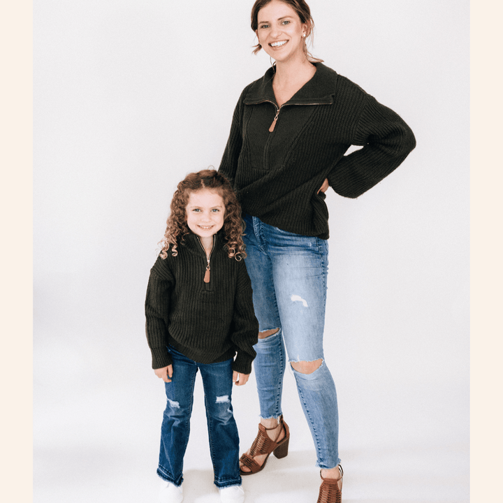 Dark Green Knit Sweater - HAHA MAMA Clothing