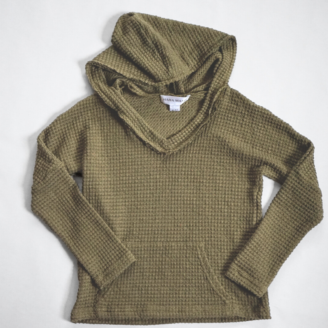 Green Waffle Knit Hoodie - Child