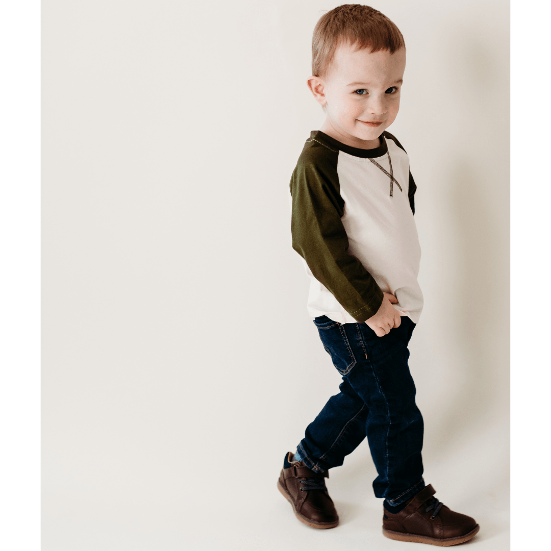 Raglan Baseball Tee Green - Infant - HAHA MAMA Clothing