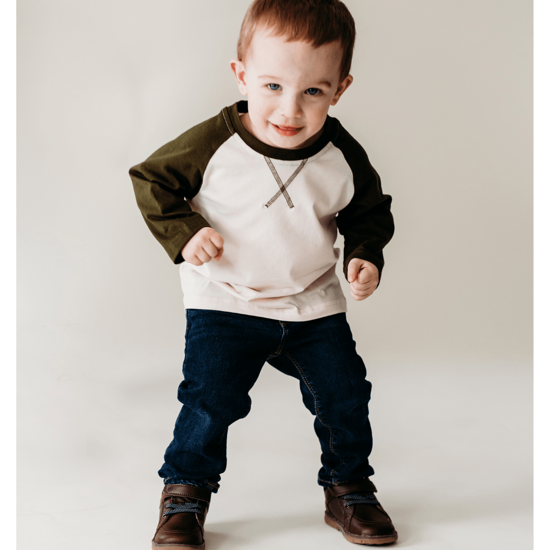 Raglan Baseball Tee Green - Infant - HAHA MAMA Clothing