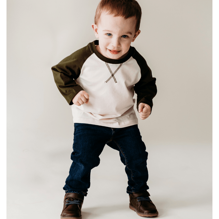 Raglan Baseball Tee Green - Infant - HAHA MAMA Clothing