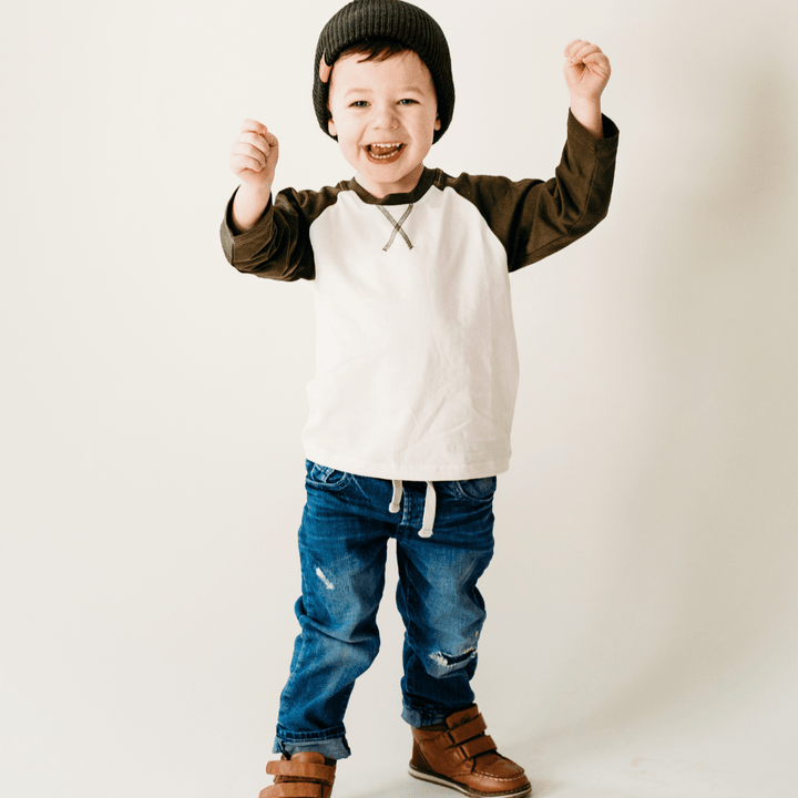 Raglan Baseball Tee Green - Infant - HAHA MAMA Clothing