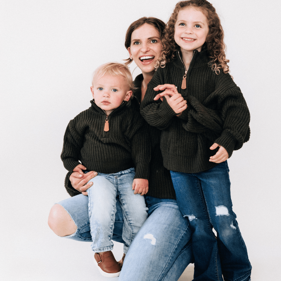 Dark Green Knit Sweater - Mom & Son - HAHA MAMA Clothing