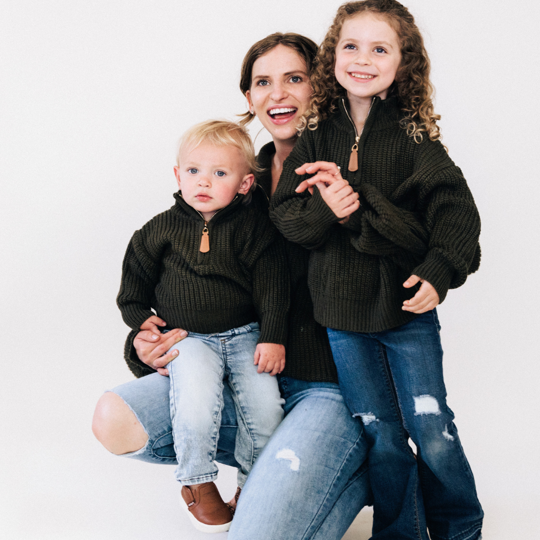 Dark Green Knit Sweater- Mom & Son