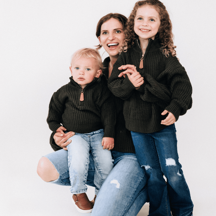 Dark Green Knit Sweater - Mom & Son - HAHA MAMA Clothing