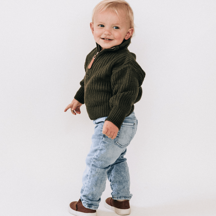 Dark Green Knit Sweater - HAHA MAMA Clothing