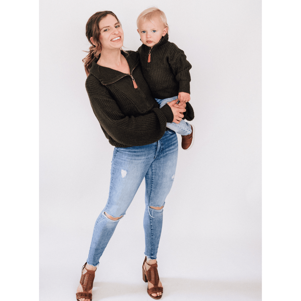 Dark Green Knit Sweater - Mom & Son - HAHA MAMA Clothing