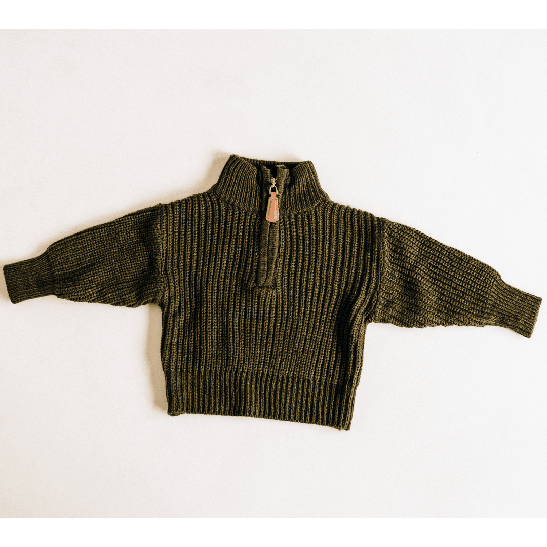 Dark Green Knit Sweater - HAHA MAMA Clothing
