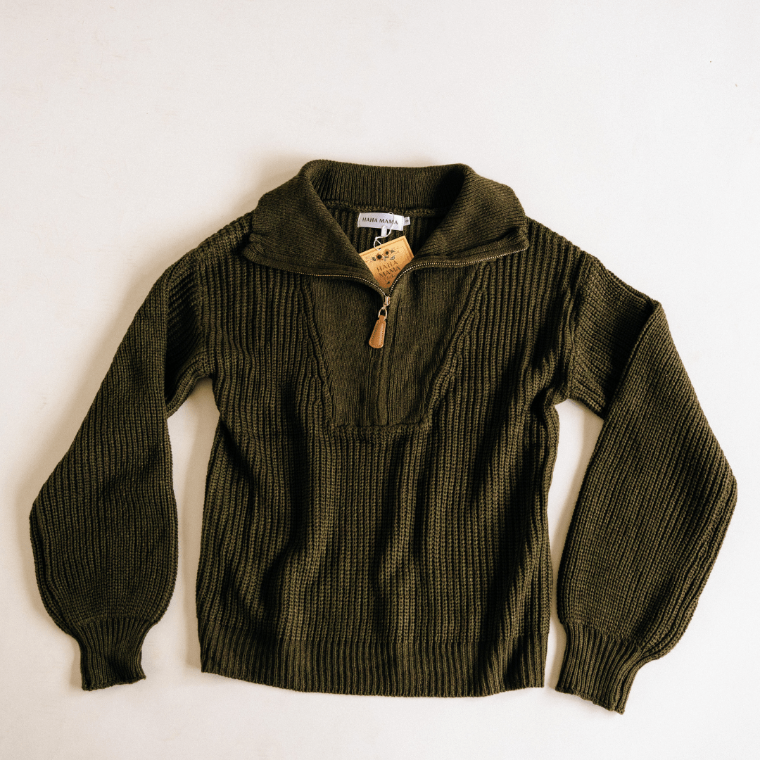 Dark Green Knit Sweater - Mom & Son - HAHA MAMA Clothing