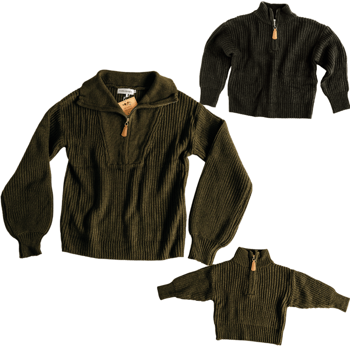 Dark Green Knit Sweater - HAHA MAMA Clothing