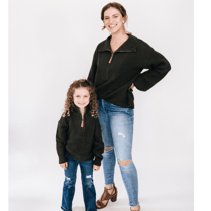 Dark Green Knit Sweater - Women - HAHA MAMA Clothing