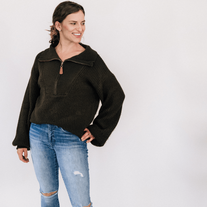 Dark Green Knit Sweater - Mom & Son - HAHA MAMA Clothing