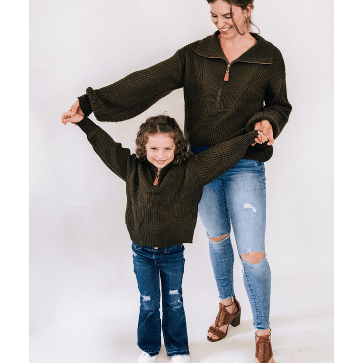 Dark Green Knit Sweater - HAHA MAMA Clothing