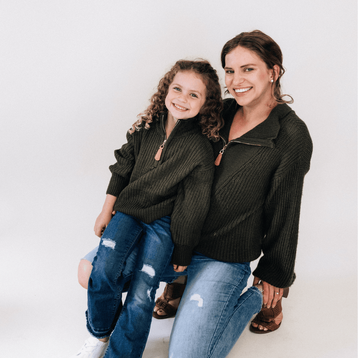 Dark Green Knit Sweater - HAHA MAMA Clothing