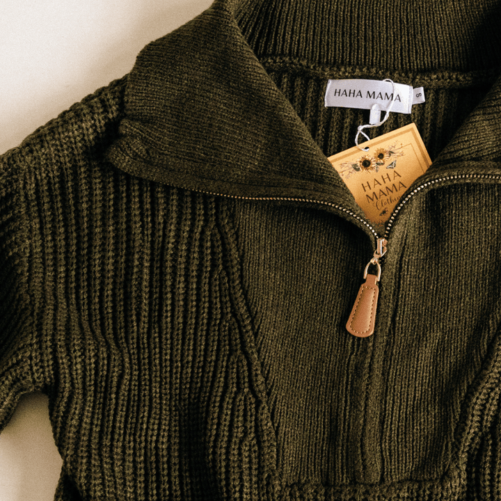 Dark Green Knit Sweater - HAHA MAMA Clothing