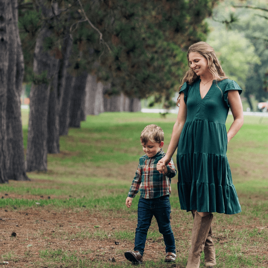 Mommy & Son Matching Green Christmas Outfits - HAHA MAMA Clothing