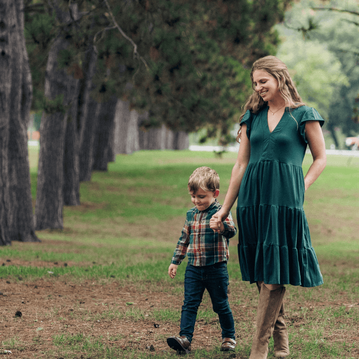 Mommy & Son Matching Green Christmas Outfits - HAHA MAMA Clothing