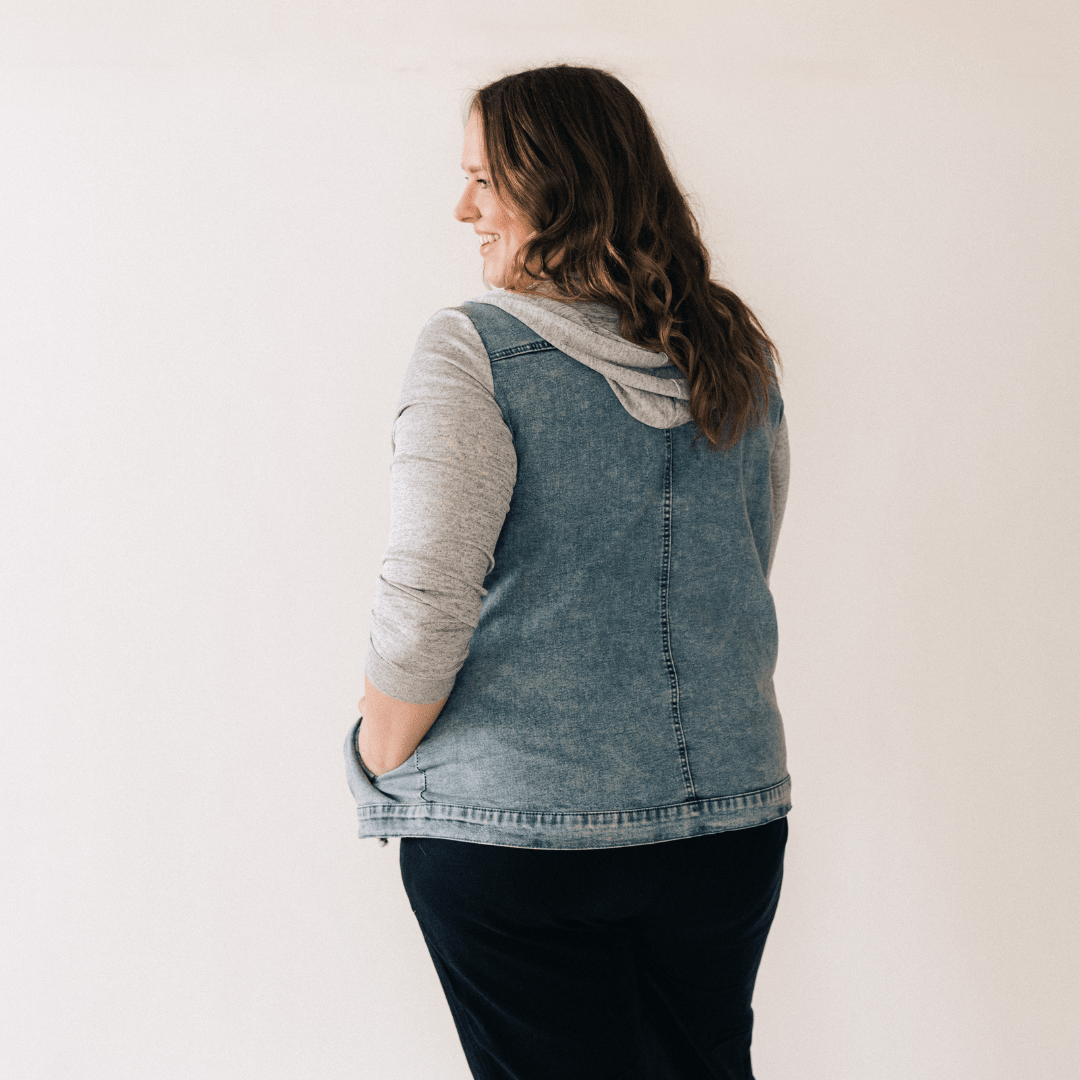 Hooded Denim Jacket - Women - HAHA MAMA Clothing