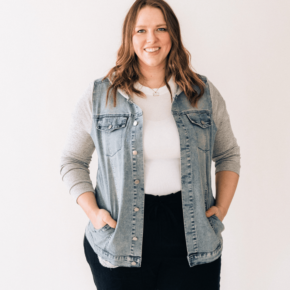 Hooded Denim Jacket - Women - HAHA MAMA Clothing