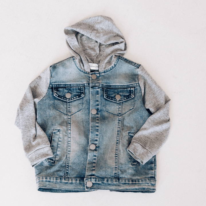 Hooded Denim Jacket - Women - HAHA MAMA Clothing