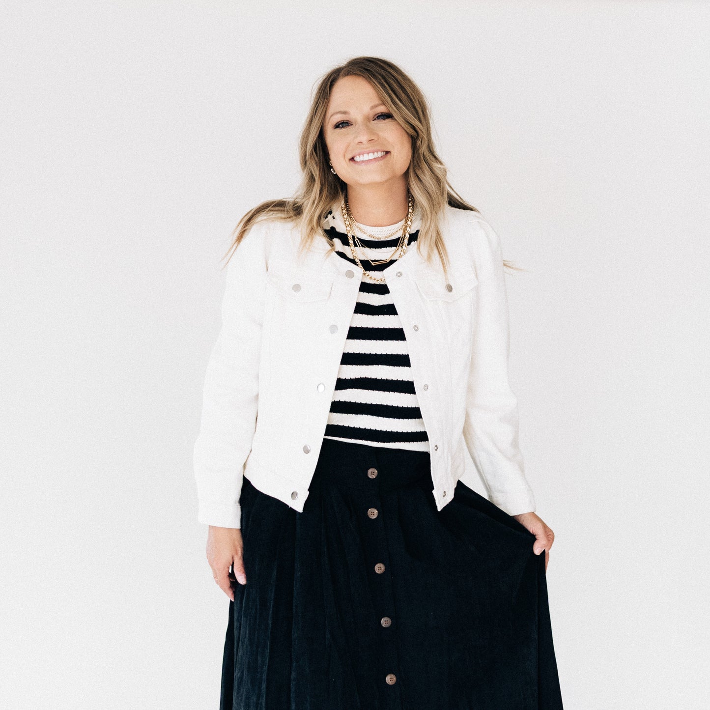 Ivory Cropped Denim Jacket